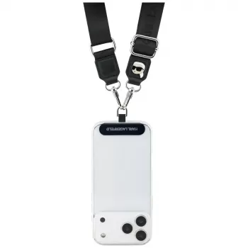 Karl Lagerfeld Patch universal de prindere cu curea și logo metalic - negru