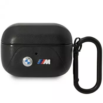 BMW Husă din piele pentru AirPods Pro cu design cu linii curbate - negru
