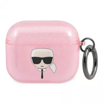 Husă AirPods 3 Karl Lagerfeld KLA3UKHGP Glitter Karl's Head - roz