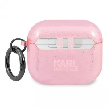 Husă AirPods 3 Karl Lagerfeld KLA3UKHGP Glitter Karl's Head - roz