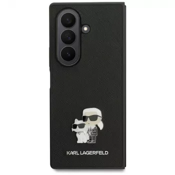 Husă cu pin Karl Lagerfeld Saffiano Karl & Choupette pentru Samsung Galaxy Z Fold7 – neagră