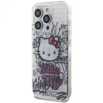 Hello Kitty HKHCP14LHDGPHT Husă rigidă IML Kitty On Bricks Graffiti pentru iPhone 14 Pro - alb