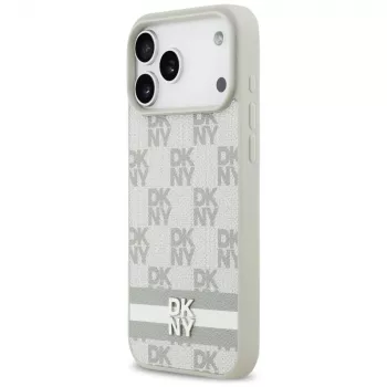 DKNY Husă cu model în carouri și dungi imprimate pentru iPhone 17 Pro Max - bej