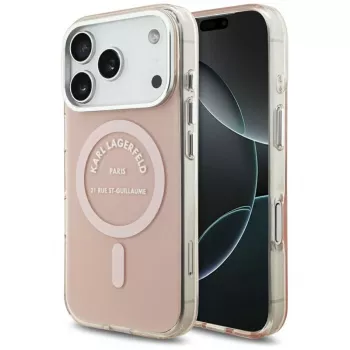 Husă MagSafe IML Karl Lagerfeld Karl RSG Logo pentru iPhone 17 Pro, roz