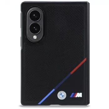 BMW M Husă MagSafe din piele perforată cu dungi tricolore și logo metalic pentru Samsung Galaxy Z Fold8 - negru