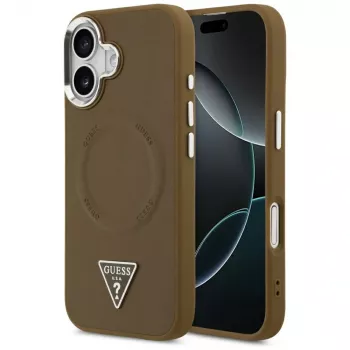GUESS Husă MagSafe Triangle Logo pentru iPhone 17 - maro