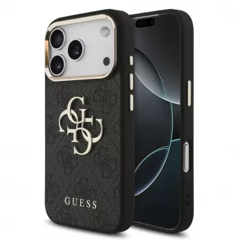 GUESS Husă rigidă clasică 4G Big Logo pentru iPhone 17 Pro / 18 Pro - negru & auriu
