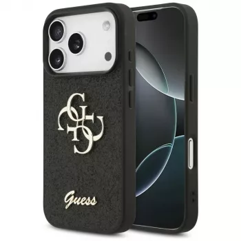 Husă GUESS Fixed Glitter Big 4G pentru iPhone 18 Pro / 17 Pro - neagră
