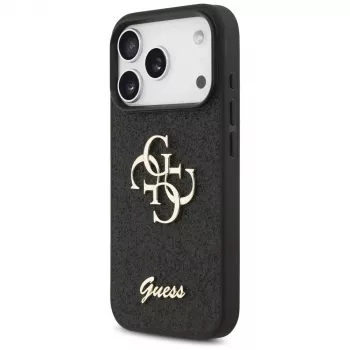 Husă GUESS Fixed Glitter Big 4G pentru iPhone 18 Pro / 17 Pro - neagră