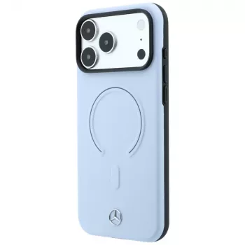 Husă MagSafe Mercedes din piele 3D pentru iPhone 18 Pro Max / 17 Pro Max - albastru
