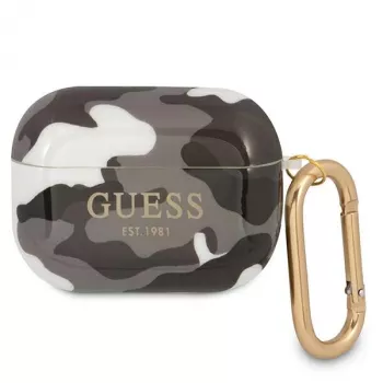 Husă Guess GUAPUCAMG pentru AirPods Pro, colecția Camo, neagră