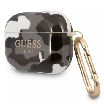 Husă Guess GUAPUCAMG pentru AirPods Pro, colecția Camo, neagră