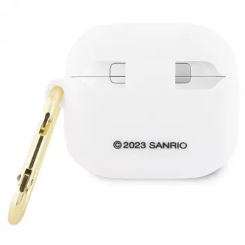 Husă Hello Kitty HKA33DKHSH pentru AirPods 3, albă, silicon 3D cu cap Kitty