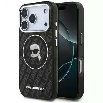 Husă MagSafe Karl Lagerfeld IML Karl Head Logo pentru iPhone 17 Pro - neagră