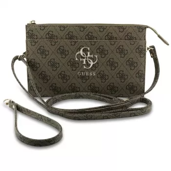 Geantă crossbody pentru telefon GUESS 4G Big Logo din piele PU maro, cu compartimente pentru carduri
