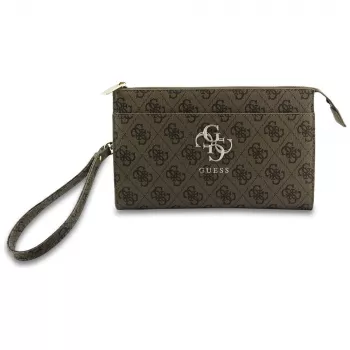 Geantă crossbody pentru telefon GUESS 4G Big Logo din piele PU maro, cu compartimente pentru carduri