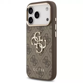 Husă de telefon GUESS 4G Big Logo Classic pentru iPhone 17 Pro Max / 18 Pro Max - maro & auriu