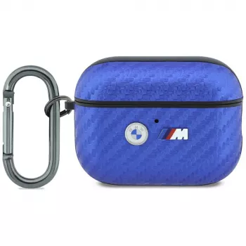Husă BMW M Carbon Metal Logo pentru AirPods Pro 3, albastru deschis