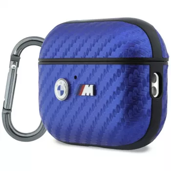 Husă BMW M Carbon Metal Logo pentru AirPods Pro 3, albastru deschis