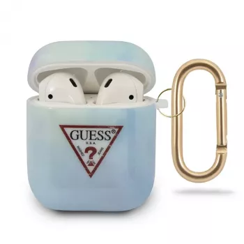 Husă GUESS GUACA2TPUMCGC02 pentru AirPods 1/2, albastră, colecția Tie & Dye