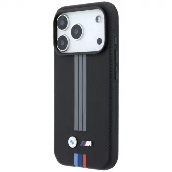 Husă MagSafe BMW M Quadrille Kevlar Anthracite & Tricolor Print Lines pentru iPhone 18 Pro / 17 Pro