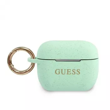 Husă GUESS GUACAPSILGLGN pentru AirPods Pro, verde, silicon cu sclipici