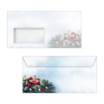 Set 50 plicuri de Crăciun Sigel Candlelight Cheer DIN long cu închidere autoadezivă