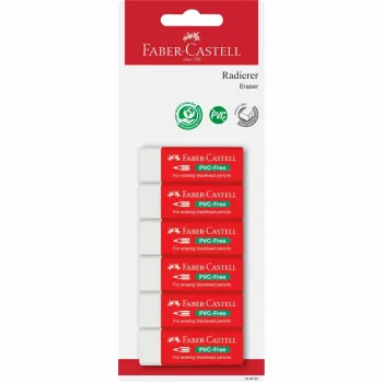 Faber-Castell PVC-Free Eraser 7095-20, Pack of 6, White