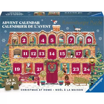 Puzzle Ravensburger calendar de advent Crăciun acasă - 24 de mini-puzzle-uri, 576 piese, tehnologie Softclick