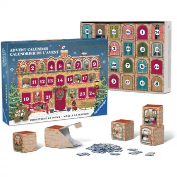 Puzzle Ravensburger calendar de advent Crăciun acasă - 24 de mini-puzzle-uri, 576 piese, tehnologie Softclick