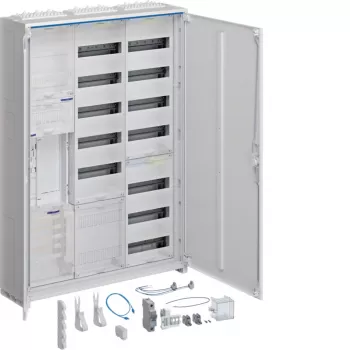 Hager Dulap de distribuție complet universZ, 1 punct de măsurare, BKE-I, montaj de suprafață, 3 câmpuri, înălțime 1100mm, balamale de ușă în 5 puncte, ESA
