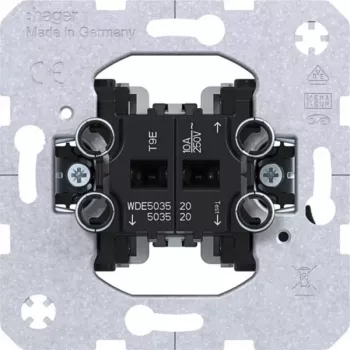 Modul de comandă pentru jaluzele Hager WDE503520 cu blocare mecanică și electronică, 10 A, 250 V, montaj îngropat, negru