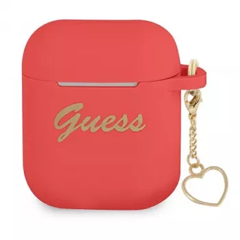 GUESS GUA2LSCHSR Husă AirPods 1/2 roșie silicon Charm Heart Collection