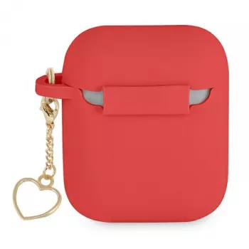 GUESS GUA2LSCHSR Husă AirPods 1/2 roșie silicon Charm Heart Collection