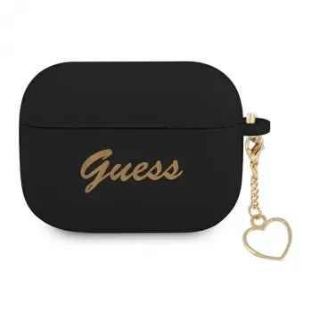GUESS GUAPLSCHSK Husă AirPods Pro neagră silicon Charm Heart Collection