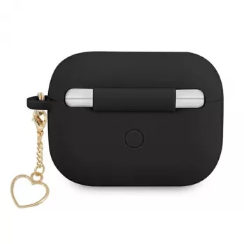 GUESS GUAPLSCHSK Husă AirPods Pro neagră silicon Charm Heart Collection