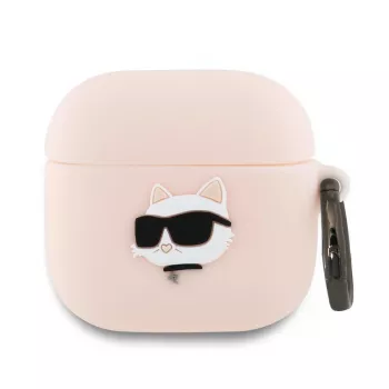 Karl Lagerfeld Husă silicon 3D Choupette Head pentru AirPods 4 - roz