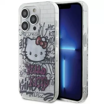 Hello Kitty HKHCP14XHDGPHT iPhone 14 Pro Max 6,7 inch Husă rigidă albă IML Kitty On Bricks Graffiti