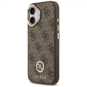 GUESS 4G Strass Logo & Big Strap Metal Buttons husă MagSafe pentru iPhone 17 - maro