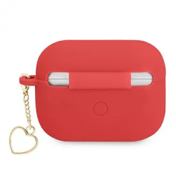 GUESS husă AirPods Pro roșie din silicon Charm Heart Collection