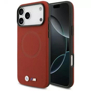 BMW M FW Metal Logo husă MagSafe pentru iPhone 17 Pro Max, roșu
