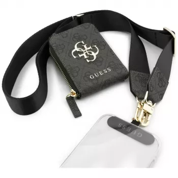 Bretea universală pentru telefon GUESS 4G Metal Logo Crossbody cu geantă mică, neagră
