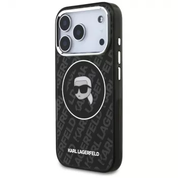 Husă MagSafe IML Karl Lagerfeld Karl Head Logo pentru iPhone 17 Pro Max neagră