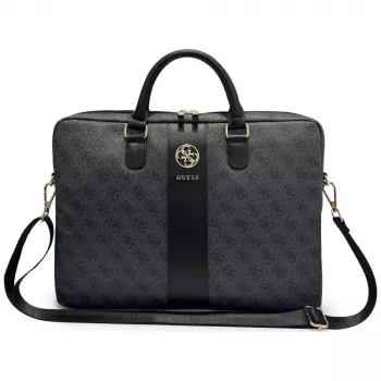 GUESS 4G Round & Classic Logos Stripe geantă pentru laptop 16 inch neagră