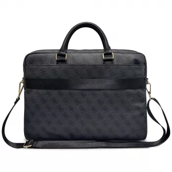 GUESS 4G Round & Classic Logos Stripe geantă pentru laptop 16 inch neagră