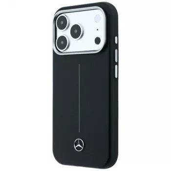 Mercedes husă din piele Semi Wrap Iconic Line MagSafe pentru iPhone 18 Pro Max / 17 Pro Max - neagră