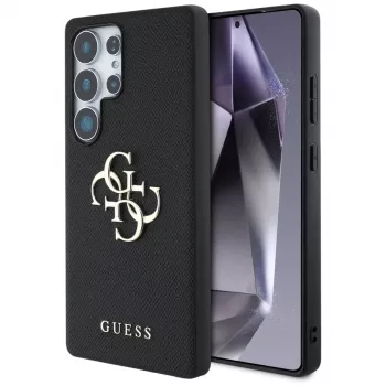 GUESS Grained Big 4G Logo Small Classic Logo husă pentru Samsung Galaxy S25 Ultra - neagră