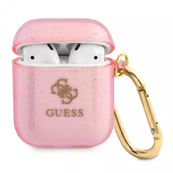GUESS Glitter Collection husă de protecție pentru Apple AirPods 1/2 - roz