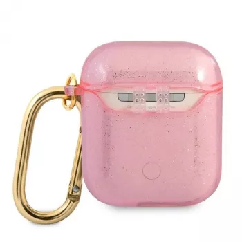 GUESS Glitter Collection husă de protecție pentru Apple AirPods 1/2 - roz
