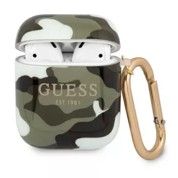 GUESS Camo Collection husă AirPods 1/2 verde/khaki
